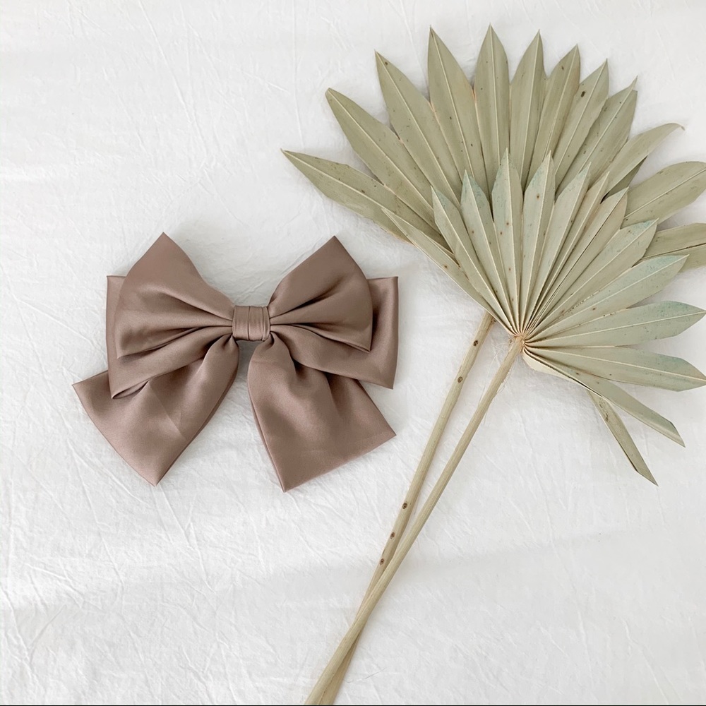 Satin bow hair clip
